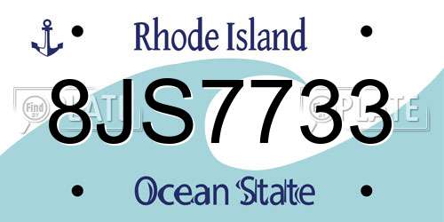 8JS7733 Rhode Island License Plate