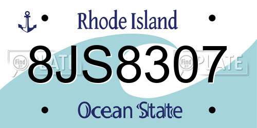 8JS8307 Rhode Island License Plate