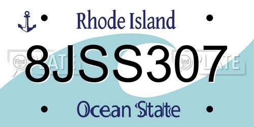 8JSS307 Rhode Island License Plate