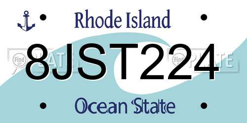 8JST224 Rhode Island License Plate