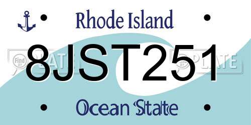 8JST251 Rhode Island License Plate