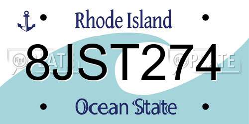 8JST274 Rhode Island License Plate