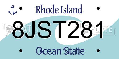8JST281 Rhode Island License Plate