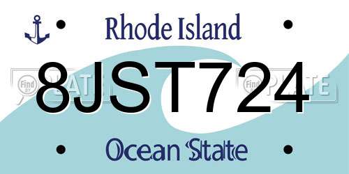 8JST724 Rhode Island License Plate