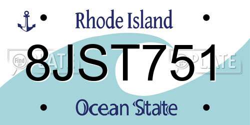 8JST751 Rhode Island License Plate