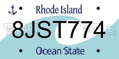 8JST774 Rhode Island License Plate