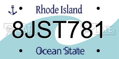 8JST781 Rhode Island License Plate