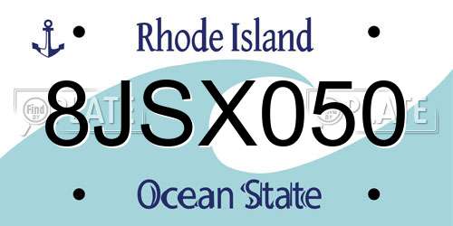8JSX050 Rhode Island License Plate