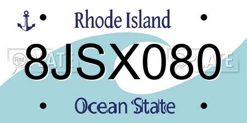 8JSX080 Rhode Island License Plate
