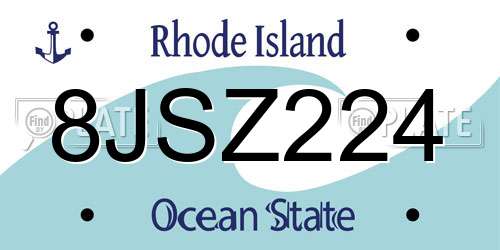 8JSZ224 Rhode Island License Plate
