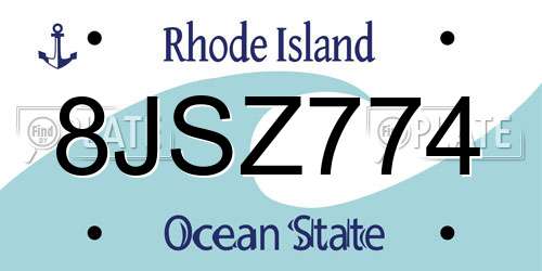 8JSZ774 Rhode Island License Plate