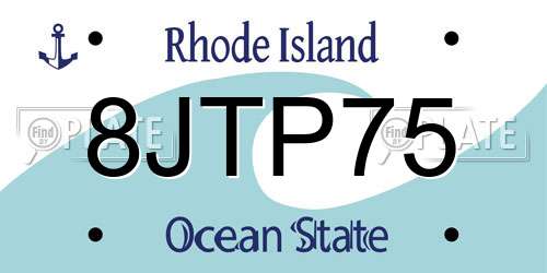 8JTP75 Rhode Island License Plate