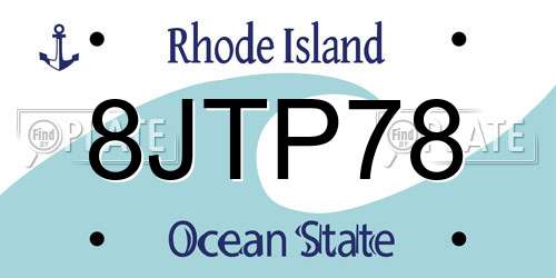 8JTP78 Rhode Island License Plate