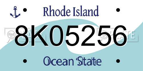 8K05256 Rhode Island License Plate