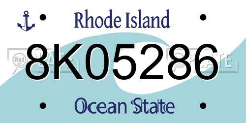 8K05286 Rhode Island License Plate