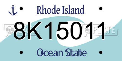 8K15011 Rhode Island License Plate