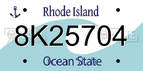 8K25704 Rhode Island License Plate