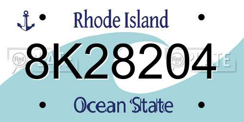8K28204 Rhode Island License Plate