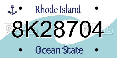 8K28704 Rhode Island License Plate