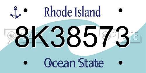 8K38573 Rhode Island License Plate
