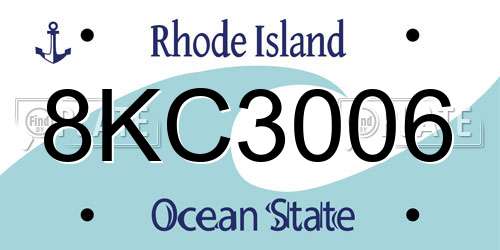 8KC3006 Rhode Island License Plate