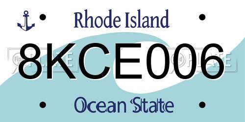 8KCE006 Rhode Island License Plate