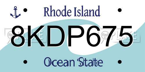 8KDP675 Rhode Island License Plate