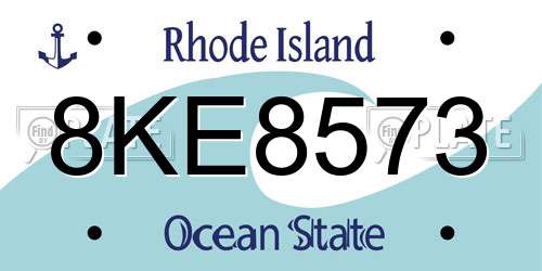 8KE8573 Rhode Island License Plate