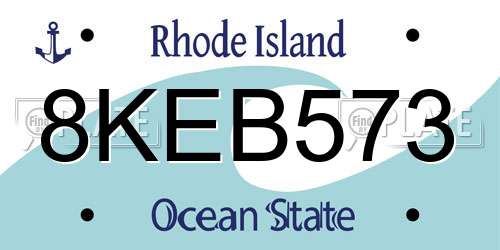 8KEB573 Rhode Island License Plate