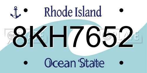 8KH7652 Rhode Island License Plate