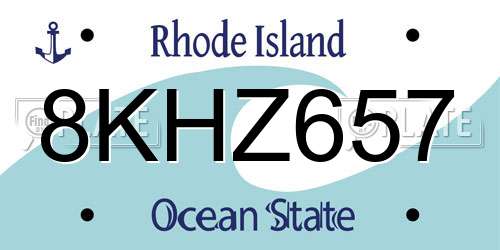 8KHZ657 Rhode Island License Plate