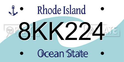 8KK224 Rhode Island License Plate