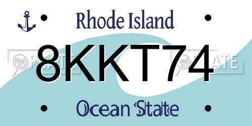 8KKT74 Rhode Island License Plate