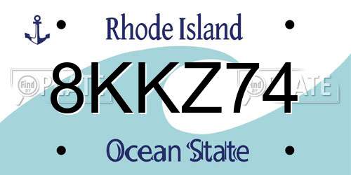 8KKZ74 Rhode Island License Plate