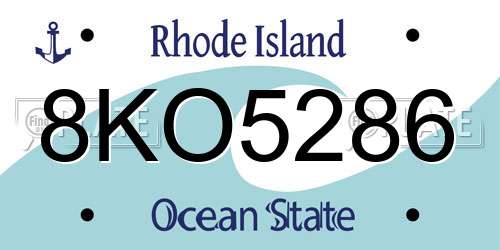 8KO5286 Rhode Island License Plate