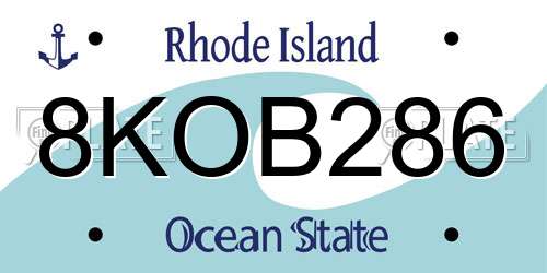 8KOB286 Rhode Island License Plate