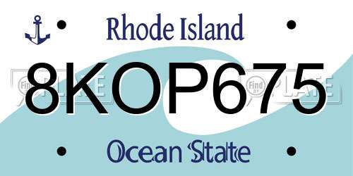 8KOP675 Rhode Island License Plate