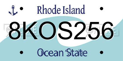 8KOS256 Rhode Island License Plate