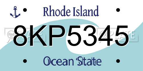 8KP5345 Rhode Island License Plate