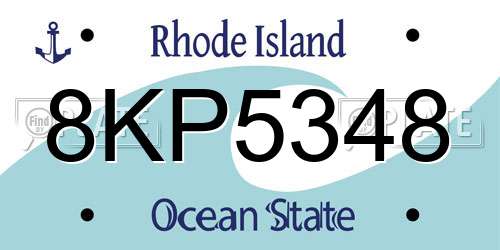 8KP5348 Rhode Island License Plate