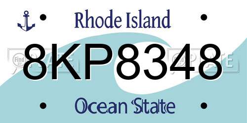 8KP8348 Rhode Island License Plate