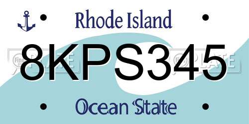 8KPS345 Rhode Island License Plate