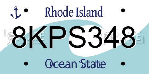 8KPS348 Rhode Island License Plate