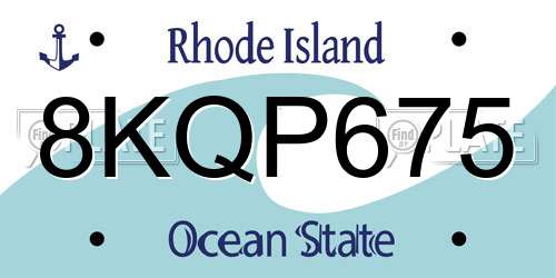8KQP675 Rhode Island License Plate