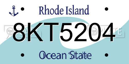 8KT5204 Rhode Island License Plate