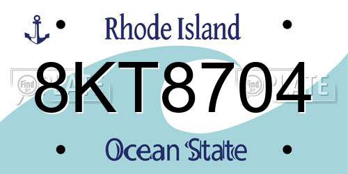 8KT8704 Rhode Island License Plate