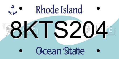 8KTS204 Rhode Island License Plate