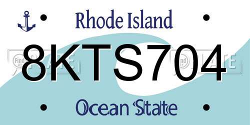 8KTS704 Rhode Island License Plate