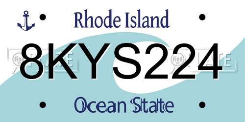 8KYS224 Rhode Island License Plate