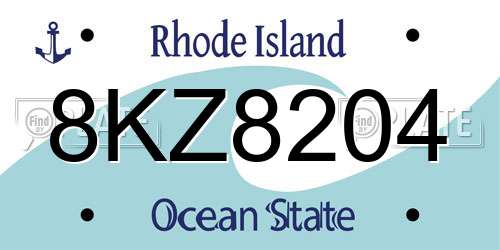 8KZ8204 Rhode Island License Plate